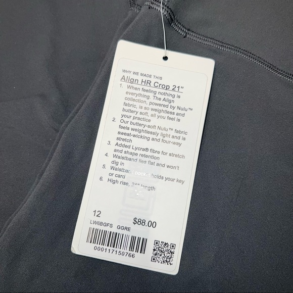 Lululemon Align High Rise Crop 21” size 12 Graphite Grey GGRE - Picture 4 of 10